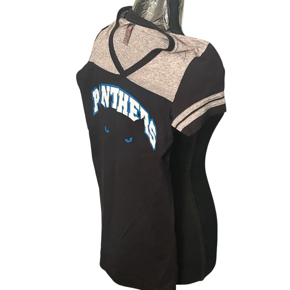 Carolina Panthers NFL Women’s XS Shirt With Panther‎ Head Black Gray Blue White - Picture 4 of 7